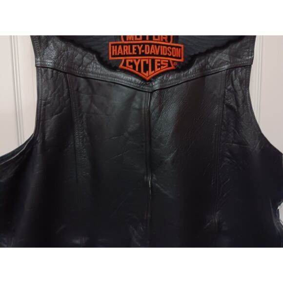 Harley Davidson Genuine Leather Bonus Motorcycle Biker Vest Patches Military 2XL - Picture 7 of 9